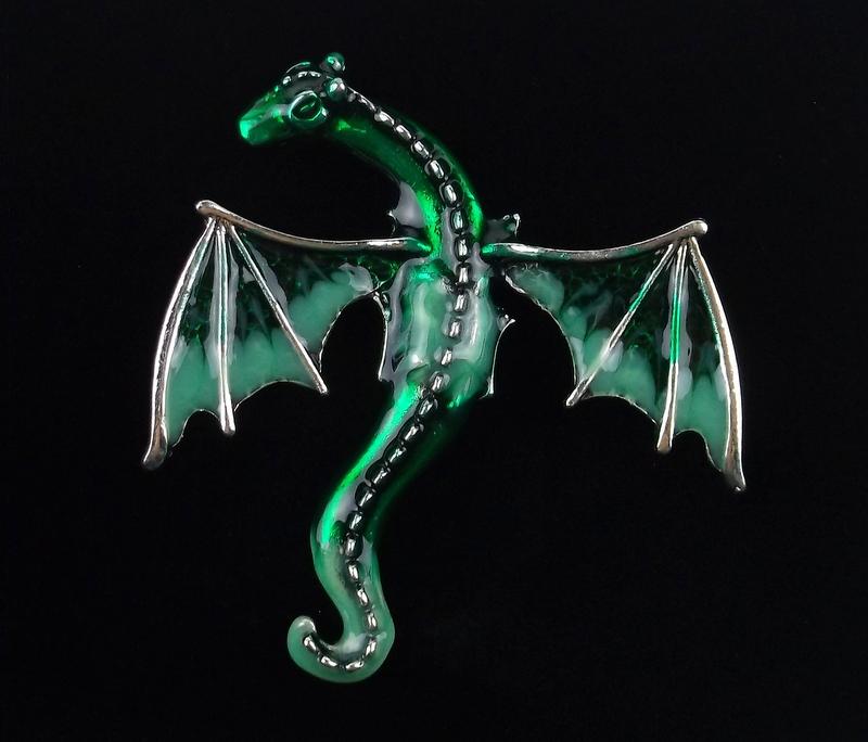 Mint Enameled Dragon Brooch (1 of 2)