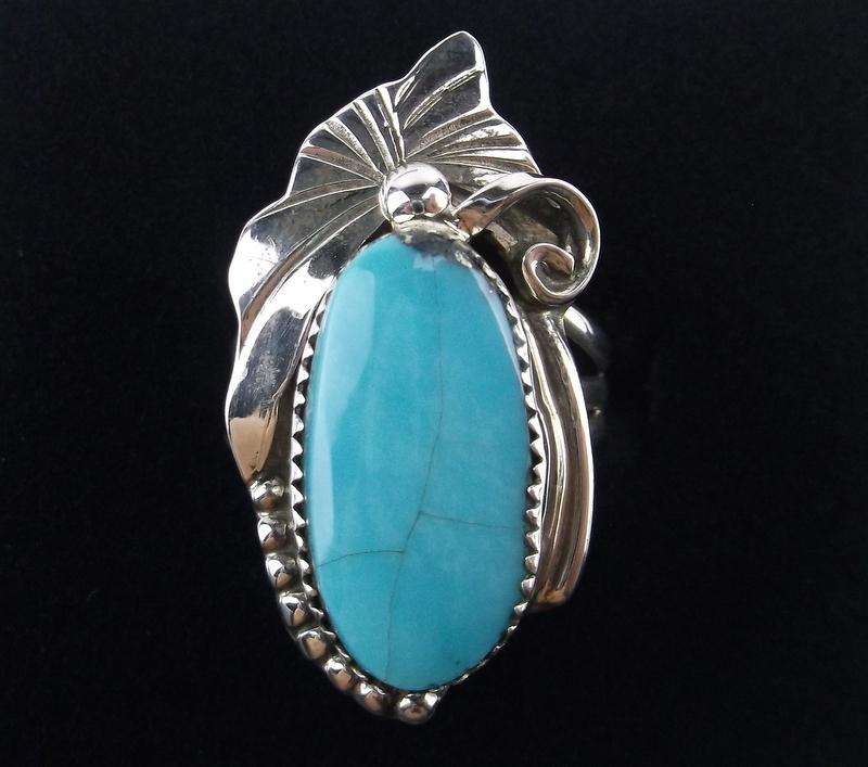 Navajo Shirley Ray Sterling Silver Turquoise Ring 8 (1 of 2)