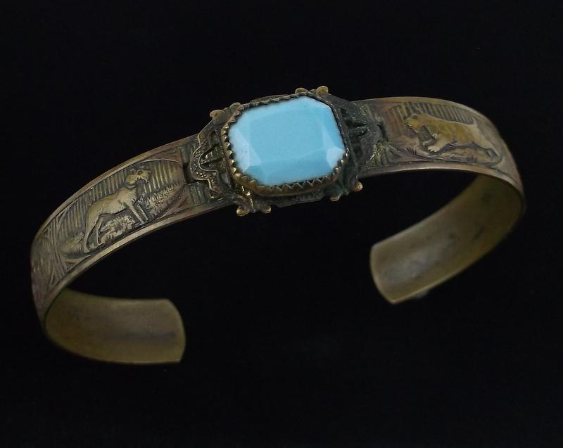 Rare Victorian Art Nouveau 1890s Dog Cuff Bracelet Vintage (1 of 7)