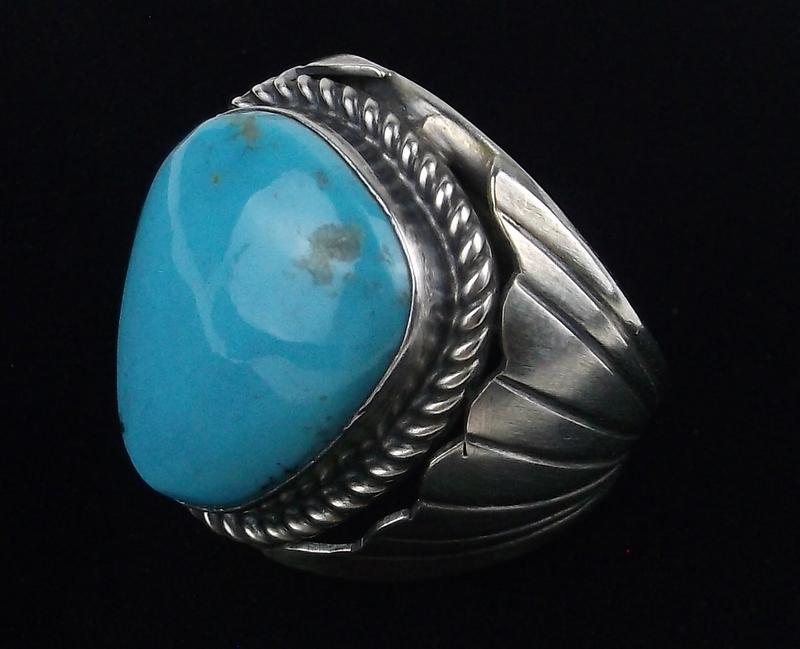 Huge Navajo Tony Yazzie Sterling Turquoise Ring 11 (1 of 5)