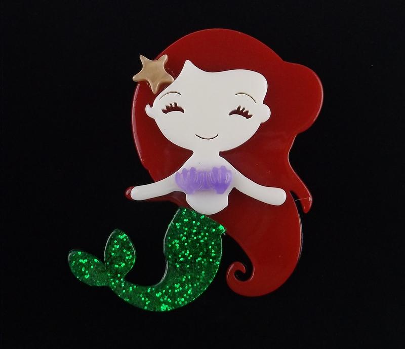 Mint Lucite Little Mermaid Brooch 3D: Mint Condition, In Like New Condition, Perfect