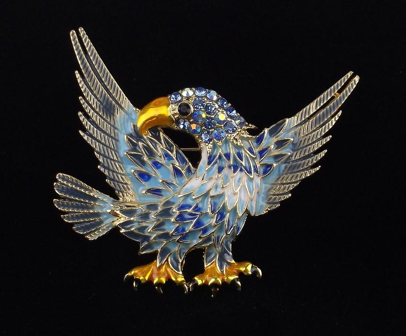 Mint Enameled Rhinestone Eagle Brooch (1 of 2)