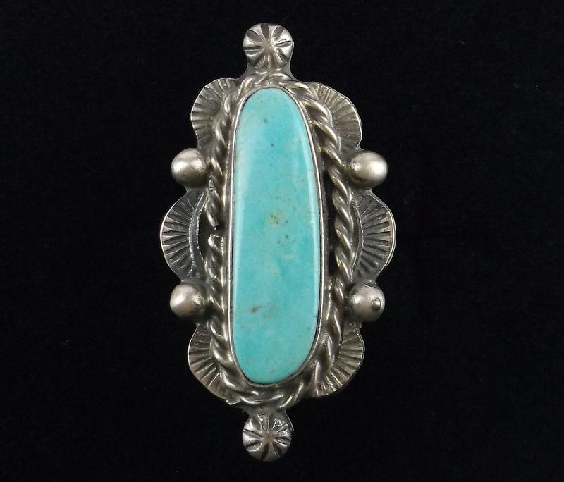 Navajo Betta Lee Sterling Silver Turquoise Ring 8 (1 of 3)