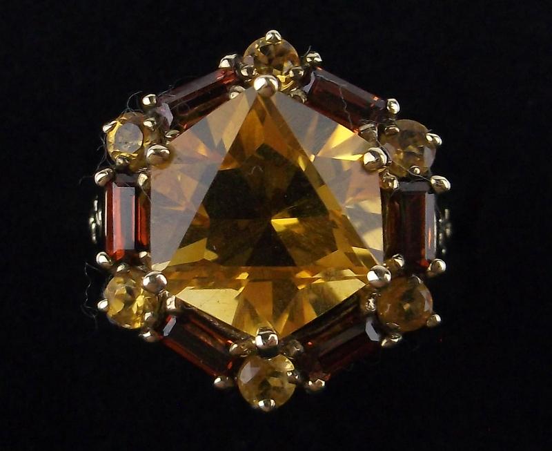 New Boxed 10kt Gold Citrine Garnet Ring Size 6 (1 of 3)