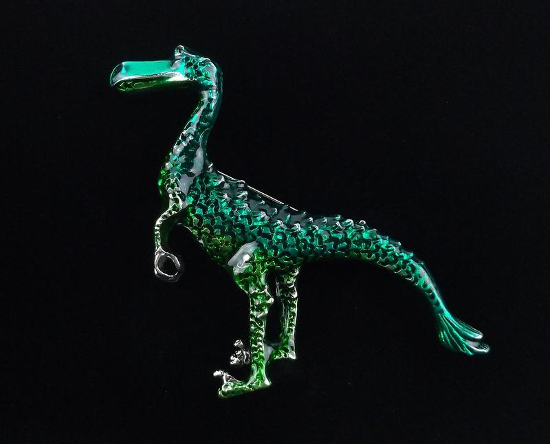 Mint Enameled Dinosaur Brooch (1 of 2)