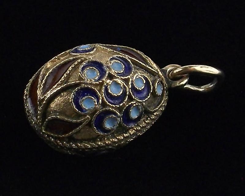 Mint Vintage Enameled Sterling Silver Egg Pendant: Guaranteed Solid 925 Sterling Silver, in Excellent Condition