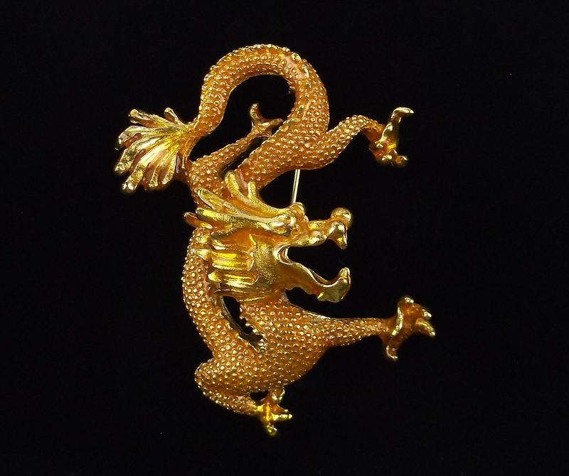 Mint Enameled Dragon Brooch (1 of 2)