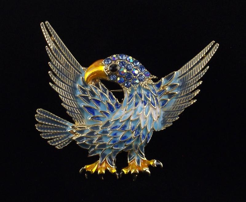Mint Enameled Rhinestone Eagle Brooch (1 of 2)