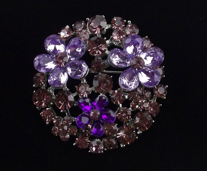 Mint Enameled Rhinestone Flower Brooch (1 of 2)