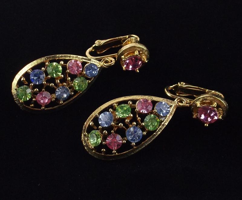 Mint Vintage 1960s Rhinestone Drop Earrings (1 of 3)