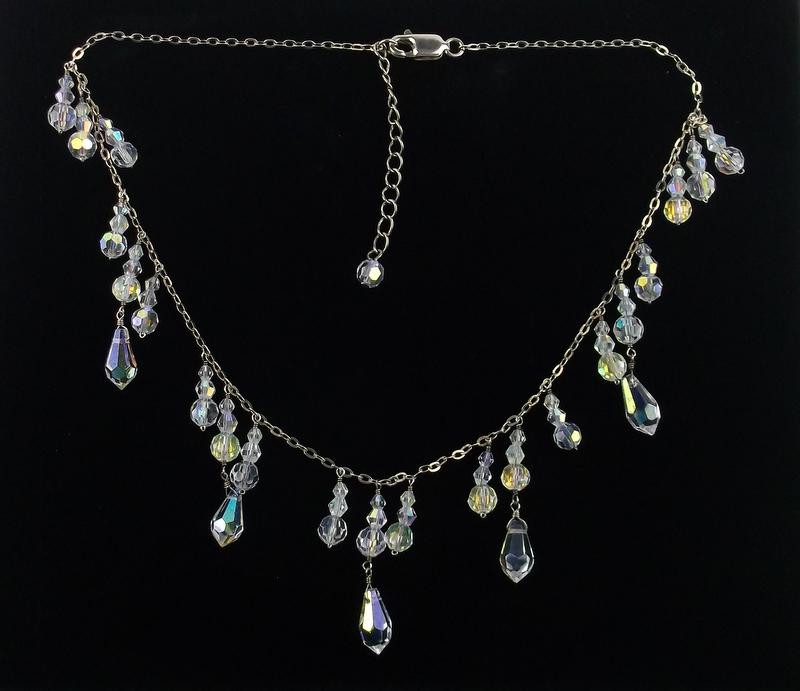 Mint Vintage Sterling Silver Crystal Drop Necklace 18" (1 of 2)