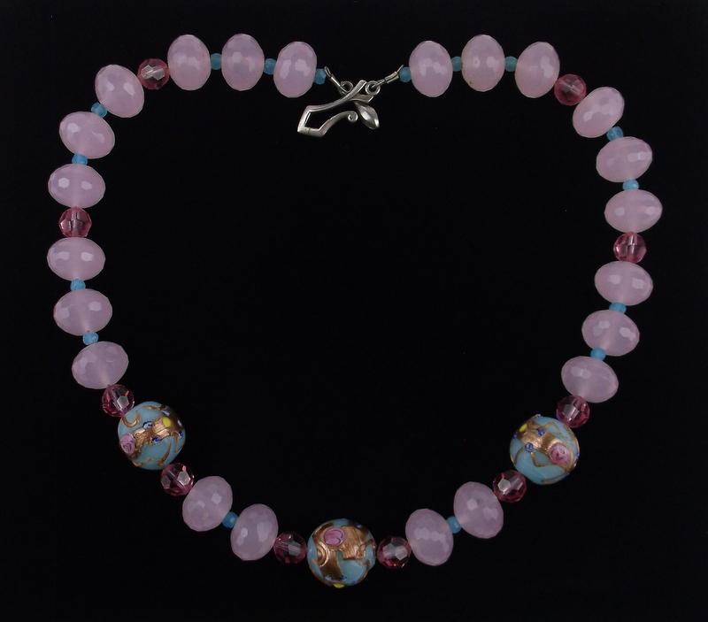 Mint Sterling Silver Rose Quartz Necklace 18" (1 of 2)