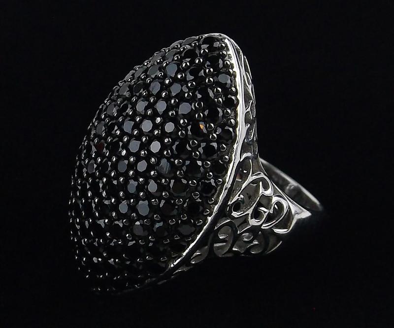 Big Mint Sterling Silver Black Obsidian Ring Size 6 (1 of 4)