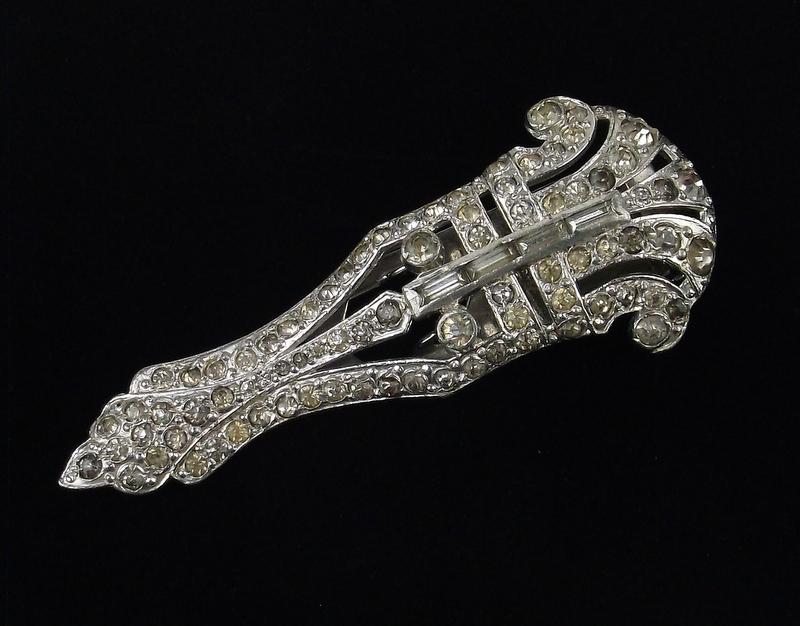 Mint Vintage 1920s Art Deco Rhinestone Clip Brooch (1 of 4)