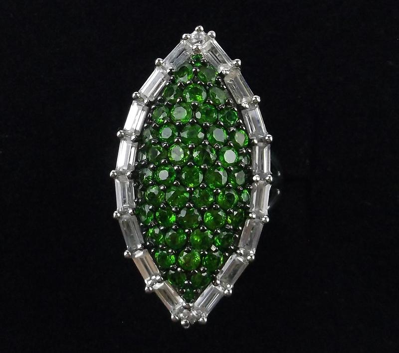 New Big Sterling Silver Emerald Topaz Ring 8 (1 of 3)
