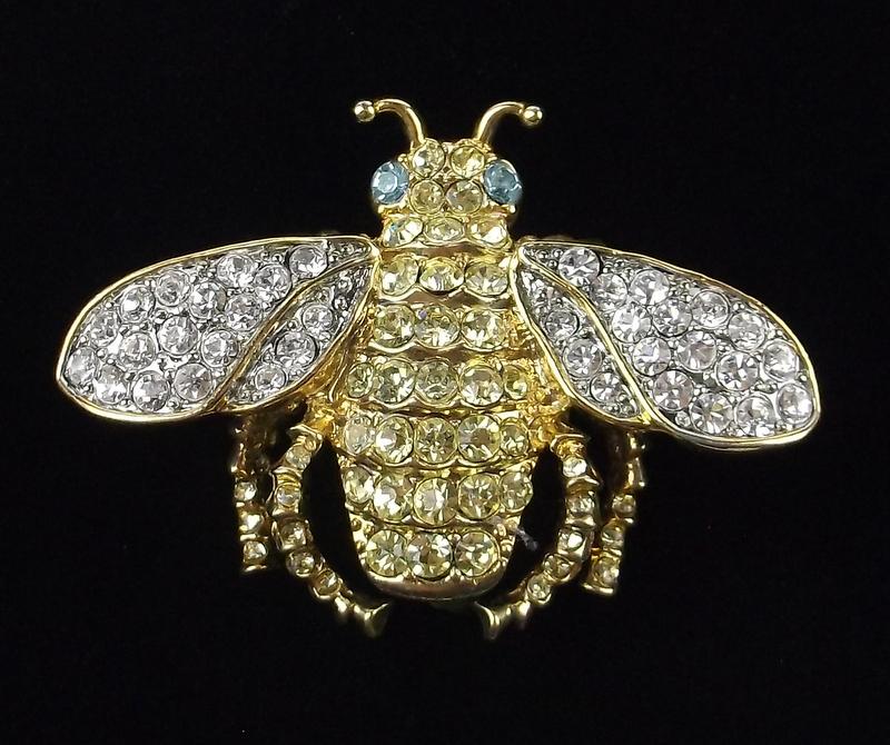 Mint Vint Kenneth Jay Lane Rhinestone Bee Insect Brooch (1 of 3)