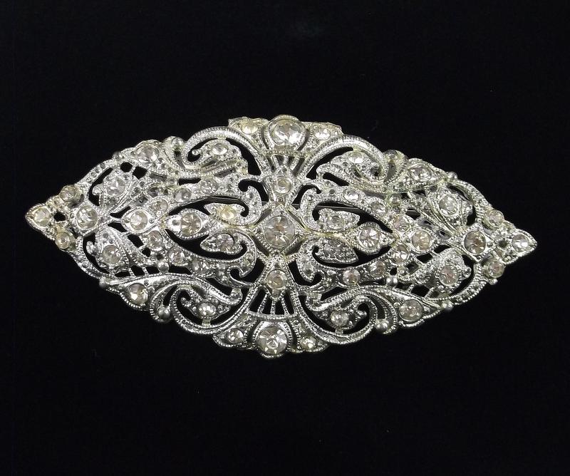 Mint Vintage 1920s Art Deco Rhinestone Brooch Big (1 of 4)