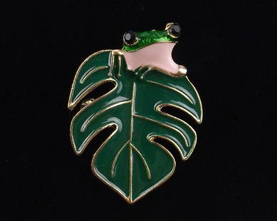 Mint Enameled Rhinestone Tree Frog Brooch: Mint Condition, In Like New Condition, Perfect