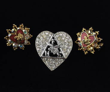 Mint Vintage 1930s 1950s ORA Moose Club Brooch Set: excellent condition