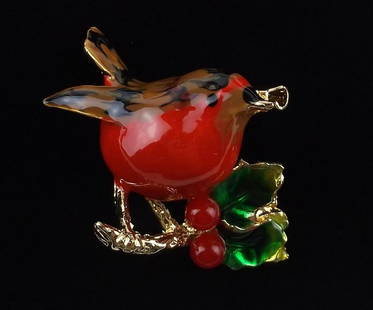 Mint Enameled Bird Brooch 3D: Mint Condition, In Like New Condition, Perfect