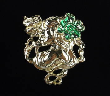 Mint Vintage 1960s Enameled Lady Brooch: Mint Condition, In Like New Condition, Perfect