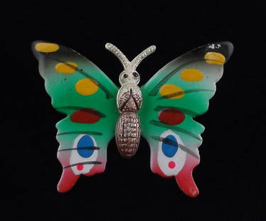 Mint Vintage 1960s Enameled Butterfly Brooch: Mint Condition, In Like New Condition, Perfect