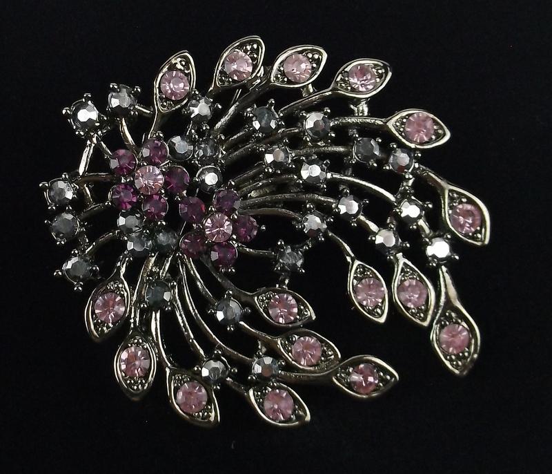 Mint Enameled Rhinestone Brooch (1 of 3)