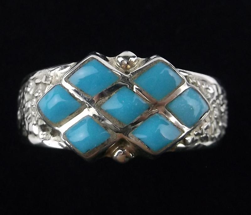 Zuni Bryce Vacit Sterling Silver Turquoise Ring 9: z Handmade Genuine Zuni Solid Sterling Silver In New Never Worn Condition.