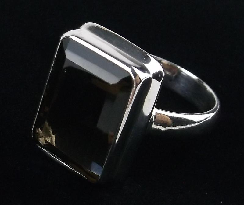 New Heavy Sterling Silver Smokey Quartz Ring 8 (1 of 3)