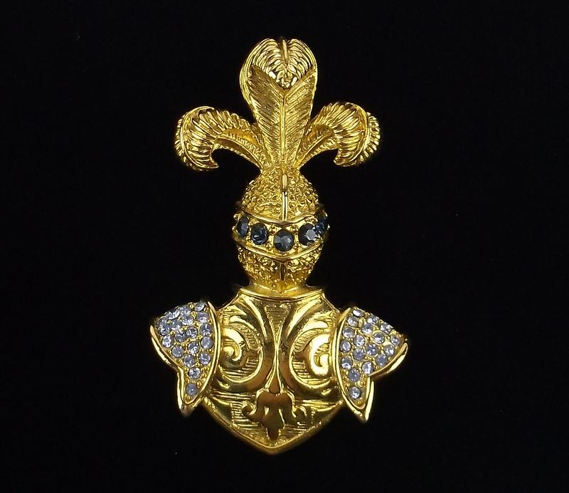 Mint Enameled Rhinestone Knight In Armor Brooch: Mint Condition, In Like New Condition, Perfect