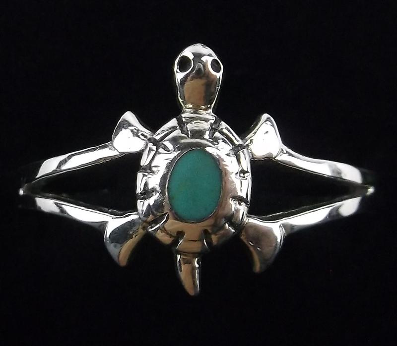 New Sterling Silver Turquoise Turtle Ring Size 10 (1 of 2)