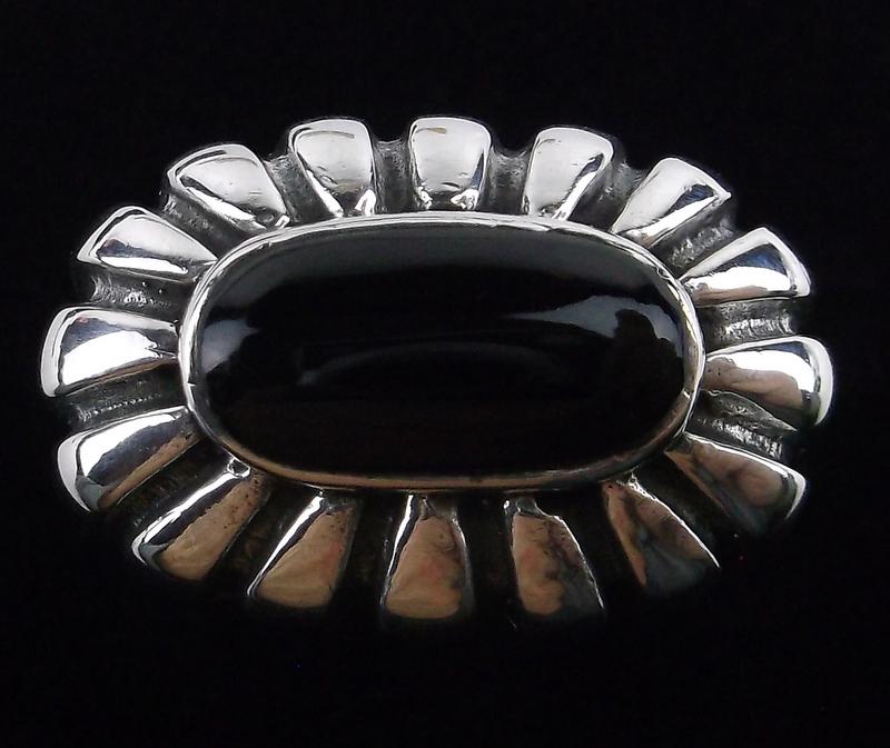 Stunning Vintage Sterling Silver Onyx Sun Ring 7 (1 of 2)