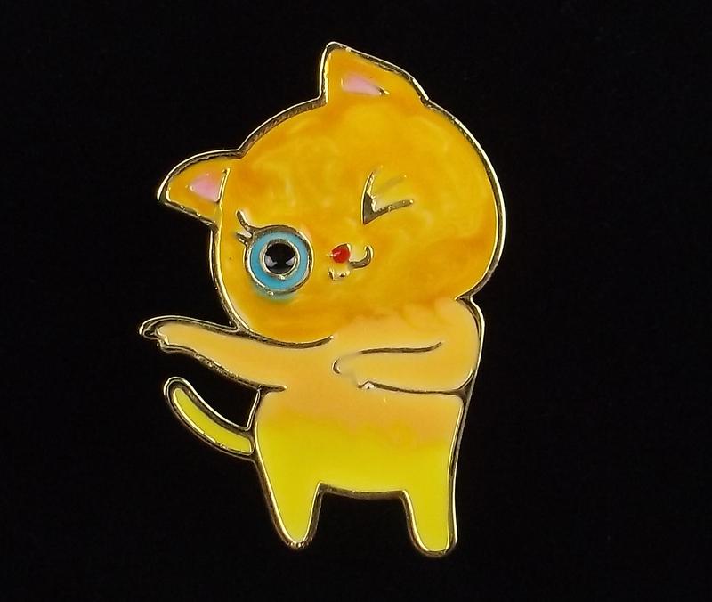 Mint Enameled Hula Kitty Cat Brooch: Mint Condition, In Like New Condition, Perfect