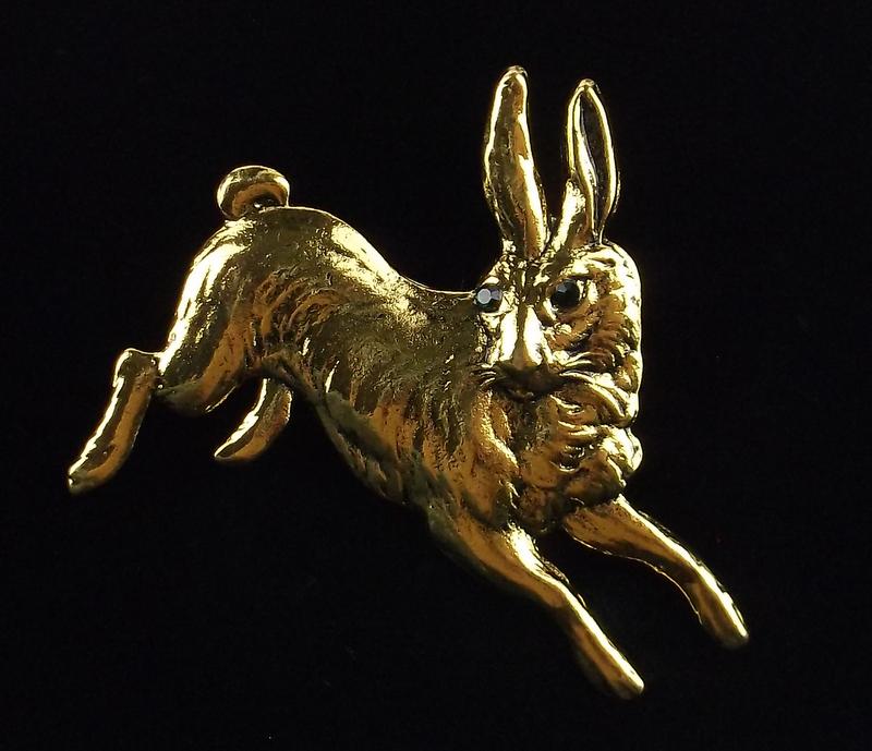 Mint Enameled Rhinestone Rabbit Hare Brooch (1 of 2)