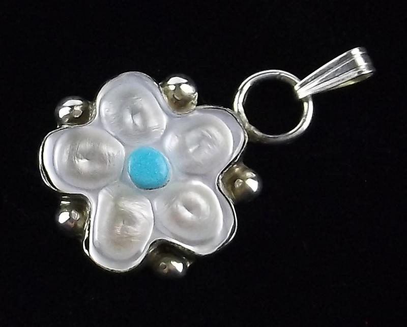Zuni Tamara Pinto Sterling Silver Turquoise Pendant (1 of 3)