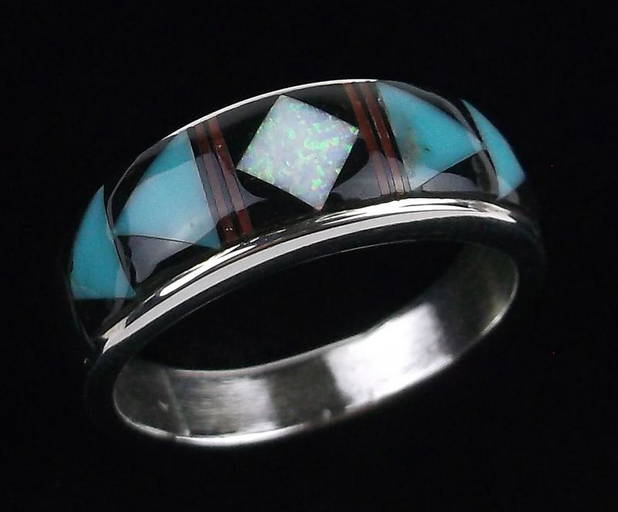 Navajo Allen Tolino Sterling Opal Turquoise Ring 12