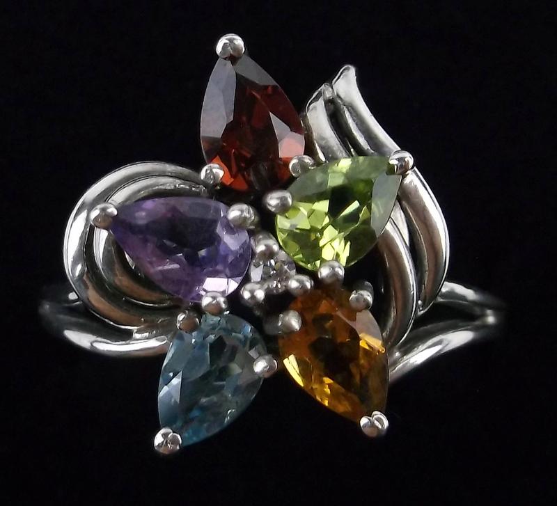 Mint Vintage Sterling Designer Gemstone Ring 9 Signed (1 of 2)