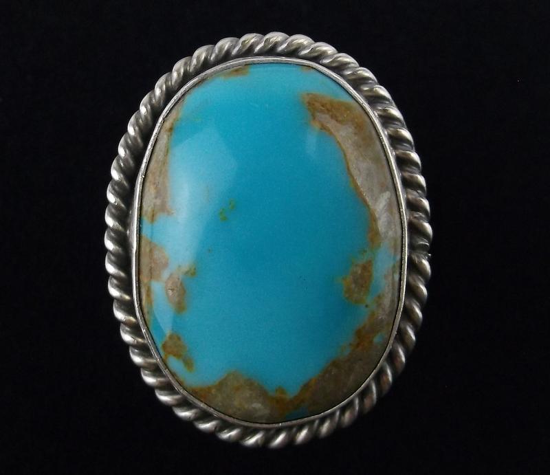 Navajo Cecil Skeets Sterling Boulder Turquoise Ring 8 (1 of 2)