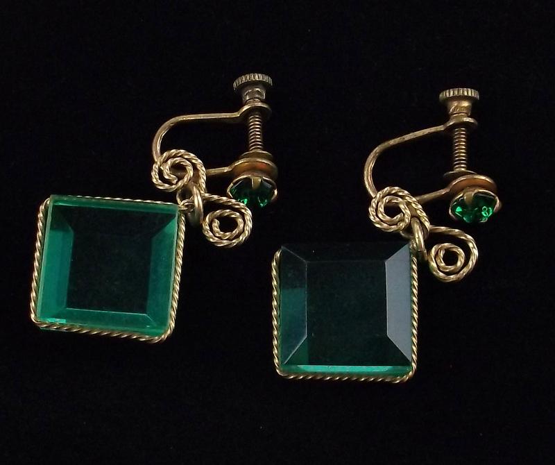Mint Vintage 1940s Rhinestone Drop Earrings (1 of 3)