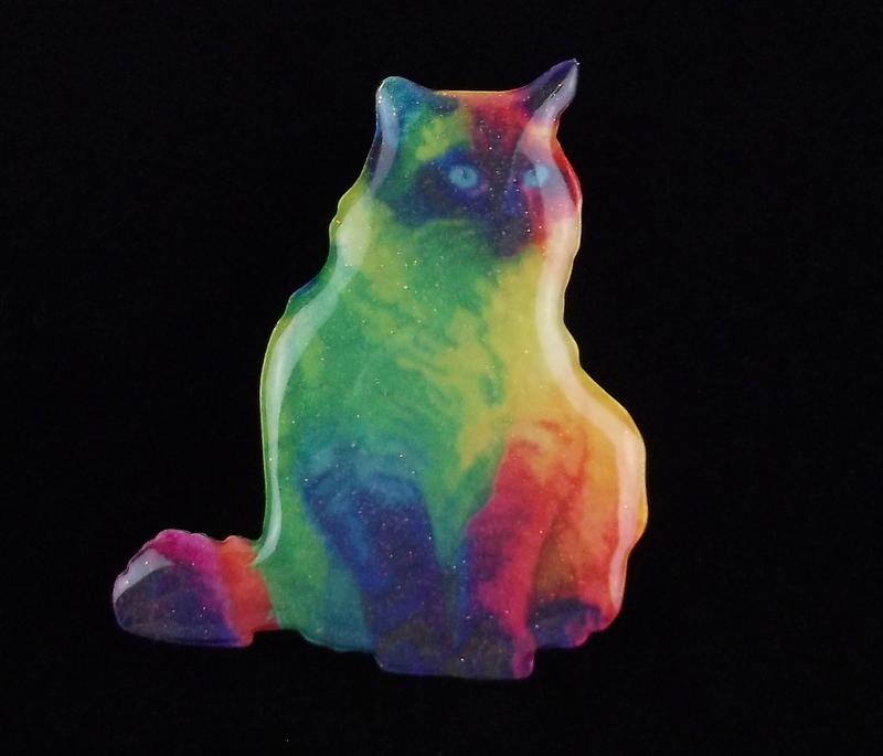 Mint Enameled Cat Brooch (1 of 2)