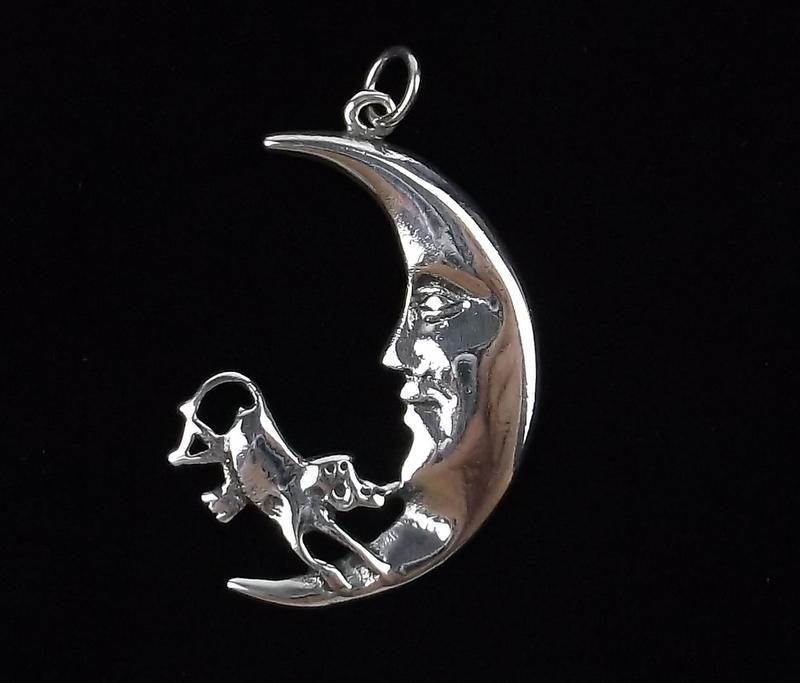 Mint Vintage Sterling Silver Moon Cow Pendant (1 of 3)