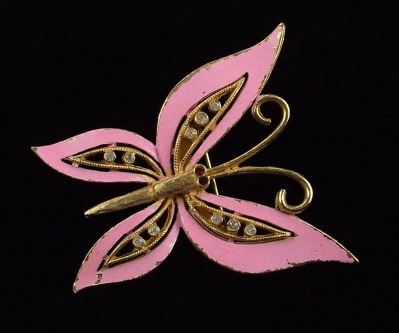 Gorgeous Vintage 1960s Enameled Butterfly Brooch (1 of 3)