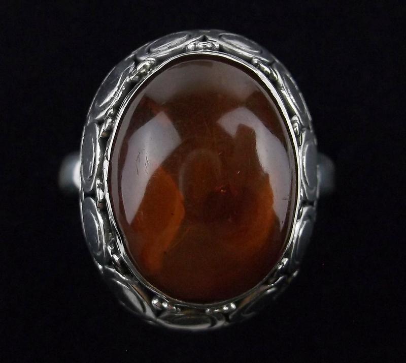 Mint Heavy Bali Sterling Silver Genuine Amber Ring 8 (1 of 4)