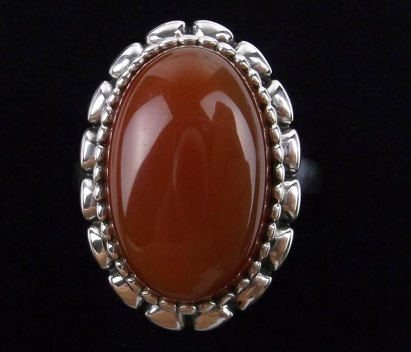 Big Mint Vintage Heavy Sterling Silver Agate Ring 7 (1 of 3)