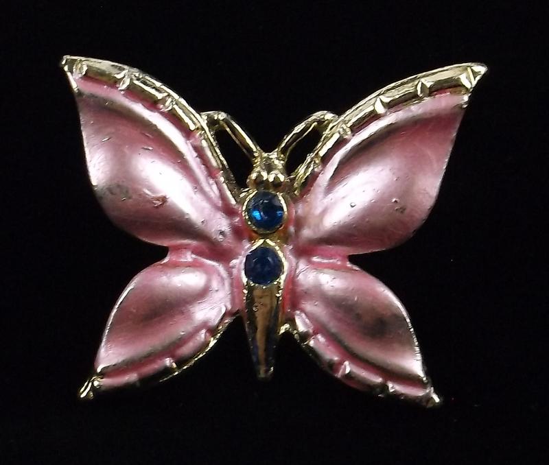 Mint Vintage 1960s Enameled Butterfly Brooch (1 of 3)
