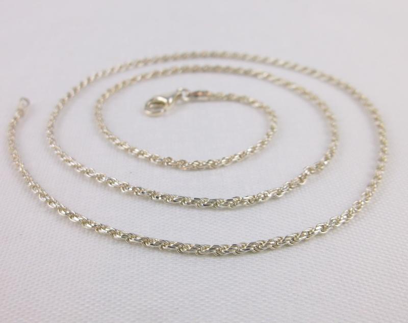 Mint Sterling Silver Rope Chain Necklace 18" Signed (1 of 2)