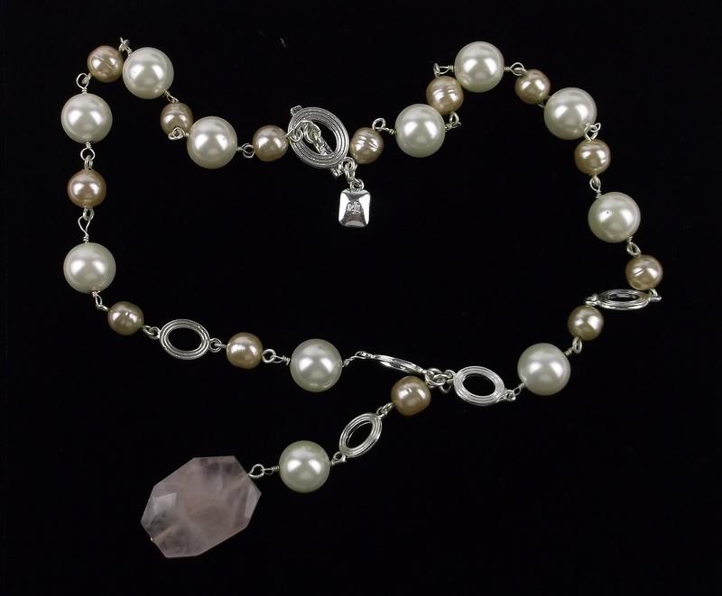Mint Ralph Lauren Rose Quartz Pearl Necklace 18" (1 of 3)
