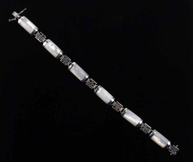 Stunning Vintage Sterling Silver MOP Bracelet 7.5" (1 of 4)