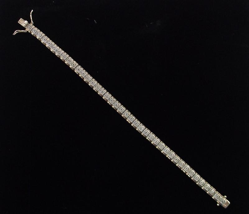 Vint Gold Over Sterling Diamond Tennis Bracelet 7.5": Guaranteed Solid 925 Sterling Silver, in Excellent Condition