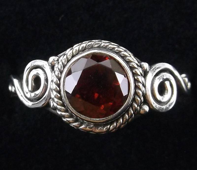 New Bali Sterling Silver Garnet Ring Size 5: Solid Sterling Silver Guaranteed, in Brand New Never Worn Condition.